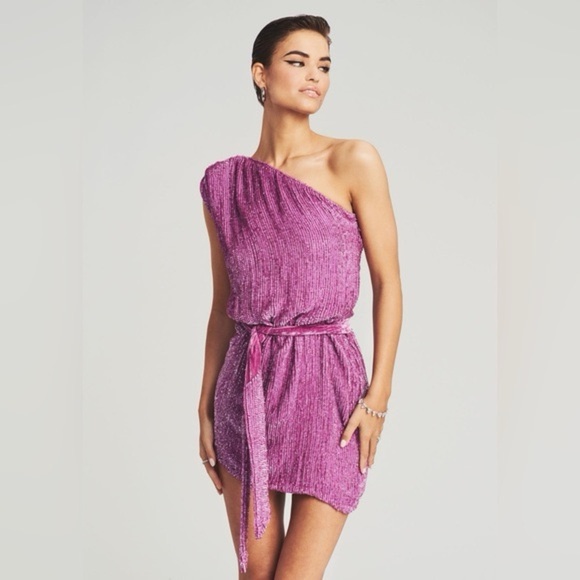 Gorgeous one shoulder sequin Retrofete lavender Ella Retrofete Dress, XS - Picture 2 of 8
